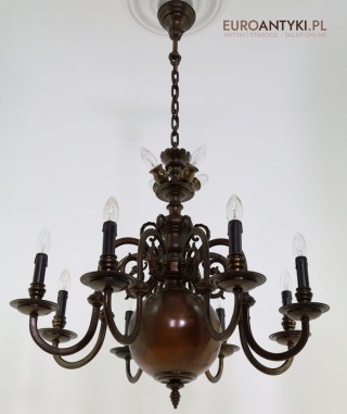 XXL! Duży antyczny żyrandol kościelny w stylu Empire / renesansowym – francuski rarytas z historią💎