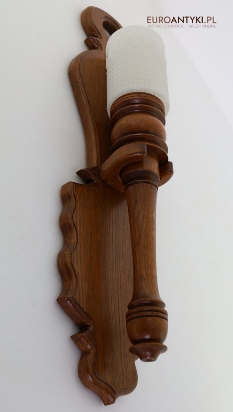 duźży drewniany kinkiet vintage