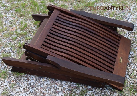 vintage składane krzesło ogrodowe z ciemnego drewna