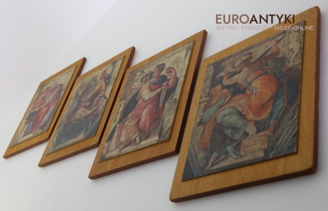 drewniane ramki z antycznymi grafikami