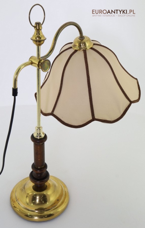 lampka stołowa retro z mosiężną podstawą