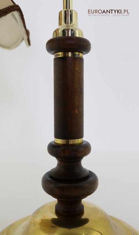 lampka retro z drewna i mosiądzu