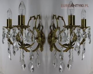XL! Duże pałacowe kinkiety ścienne z kryształami w stylu Ludwikowskim – elegancja i blask w stylu vintage!