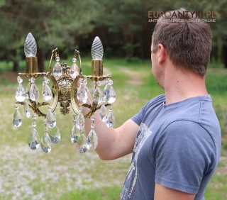 XL! Duże pałacowe kinkiety ścienne z kryształami w stylu Ludwikowskim – elegancja i blask w stylu vintage!