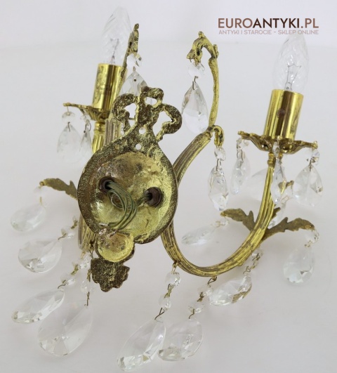 XL! Duże pałacowe kinkiety ścienne z kryształami w stylu Ludwikowskim – elegancja i blask w stylu vintage!