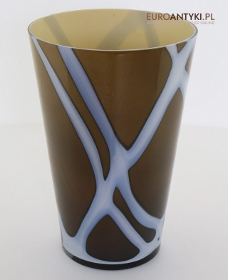 XL! Duży artystyczny wazon z masywnego szkła typu overlay – unikat w stylu vintage z połowy XX wieku