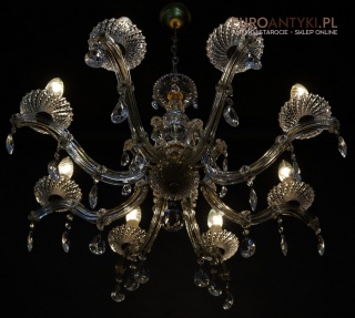 Duży żyrandol Maria Teresa z kryształami - styl vintage, lata 70.
