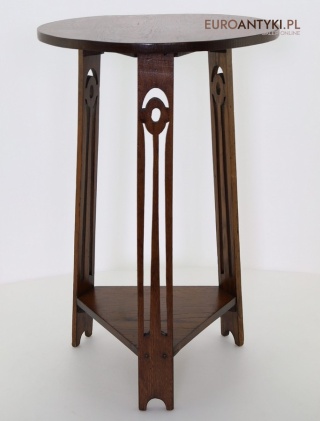 Mały okrągły stolik pomocnik w stylu secesyjnym – wyjątkowy antyk z początku XX wieku