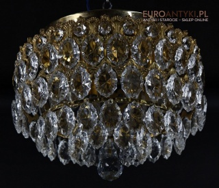 ✨ Mały plafon kryształowy z lat 70. – kaskadowa forma i kula z kryształu do eleganckiego wnętrza ✨