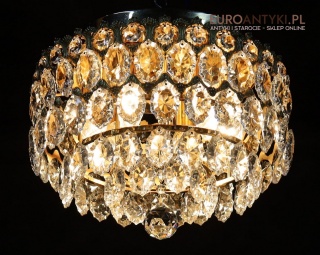 ✨ Mały plafon kryształowy z lat 70. – kaskadowa forma i kula z kryształu do eleganckiego wnętrza ✨