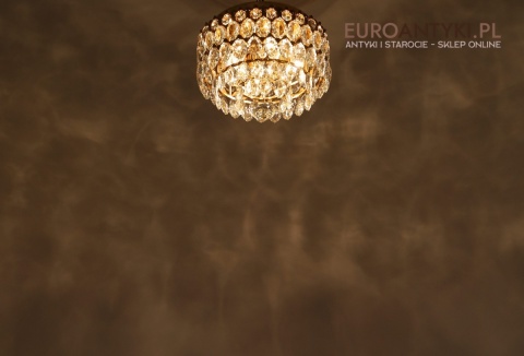 ✨ Mały plafon kryształowy z lat 70. – kaskadowa forma i kula z kryształu do eleganckiego wnętrza ✨