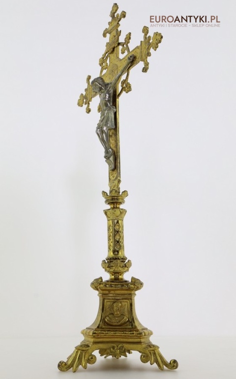 antyczny mosiężny krzyż sakralny