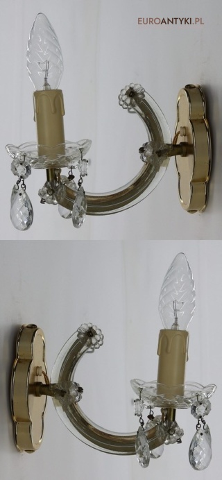 Para stylowych kinkietów kryształowych w stylu Maria Teresa z lat 60./70. – elegancka klasyka vintage