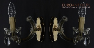 Para stylowych kinkietów kryształowych w stylu Maria Teresa z lat 60./70. – elegancka klasyka vintage