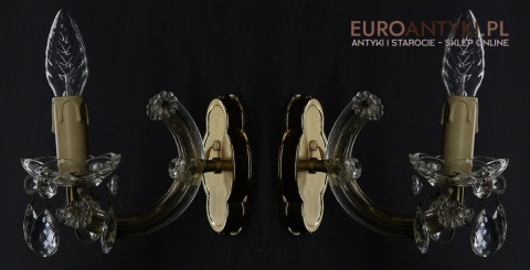 Para stylowych kinkietów kryształowych w stylu Maria Teresa z lat 60./70. – elegancka klasyka vintage