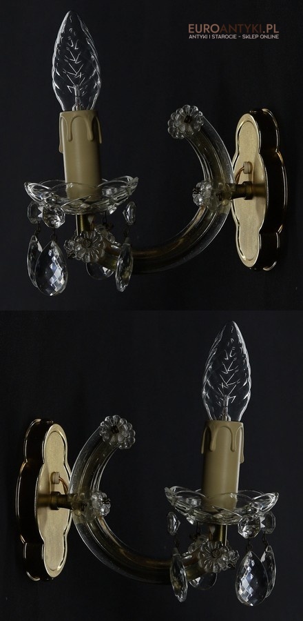 Para stylowych kinkietów kryształowych w stylu Maria Teresa z lat 60./70. – elegancka klasyka vintage