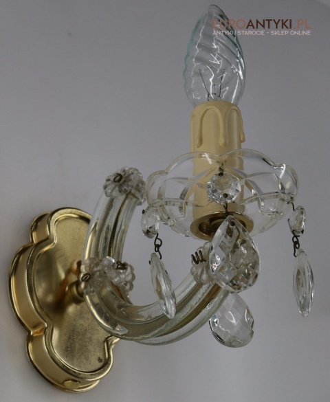 Para stylowych kinkietów kryształowych w stylu Maria Teresa z lat 60./70. – elegancka klasyka vintage