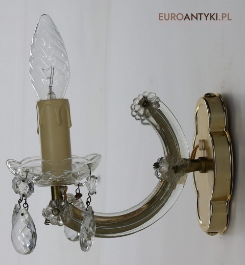 Para stylowych kinkietów kryształowych w stylu Maria Teresa z lat 60./70. – elegancka klasyka vintage