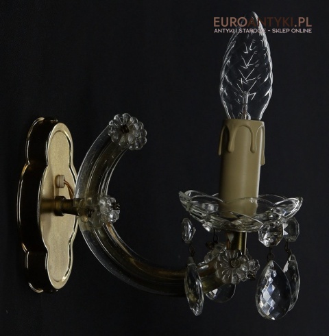 Para stylowych kinkietów kryształowych w stylu Maria Teresa z lat 60./70. – elegancka klasyka vintage