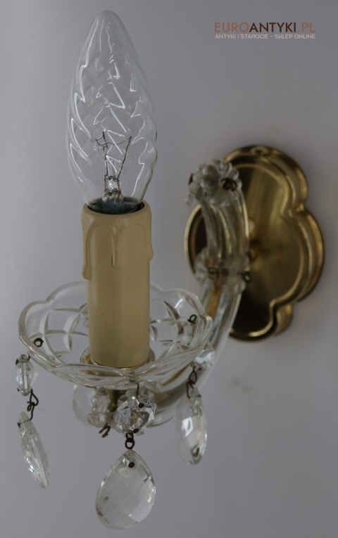 Para stylowych kinkietów kryształowych w stylu Maria Teresa z lat 60./70. – elegancka klasyka vintage