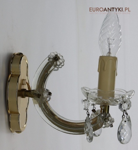 Para stylowych kinkietów kryształowych w stylu Maria Teresa z lat 60./70. – elegancka klasyka vintage