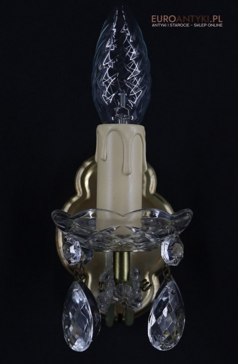 Para stylowych kinkietów kryształowych w stylu Maria Teresa z lat 60./70. – elegancka klasyka vintage