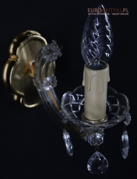 Para stylowych kinkietów kryształowych w stylu Maria Teresa z lat 60./70. – elegancka klasyka vintage