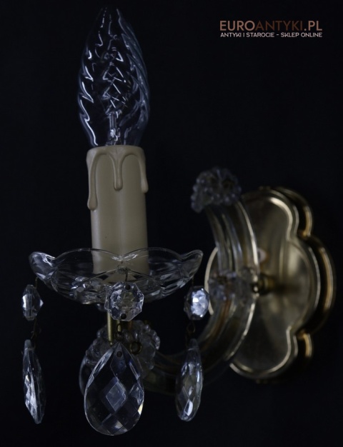 Para stylowych kinkietów kryształowych w stylu Maria Teresa z lat 60./70. – elegancka klasyka vintage