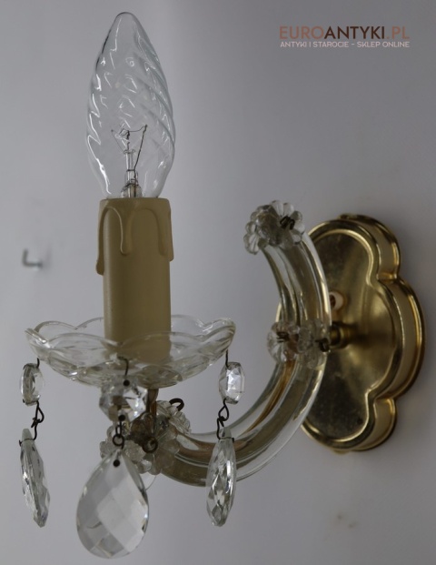 Para stylowych kinkietów kryształowych w stylu Maria Teresa z lat 60./70. – elegancka klasyka vintage