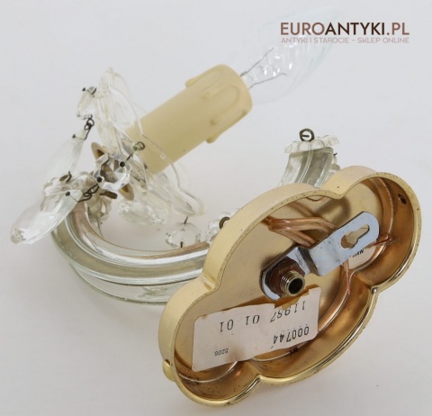 Para stylowych kinkietów kryształowych w stylu Maria Teresa z lat 60./70. – elegancka klasyka vintage