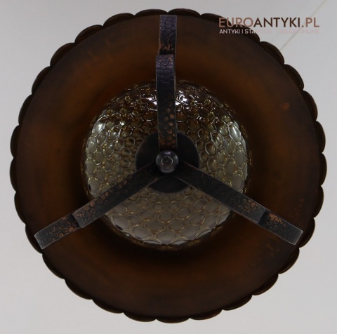 Rustykalna lampa wisząca z kutego żelaza i szkła – unikatowe oświetlenie retro do salonu, jadalni lub holu