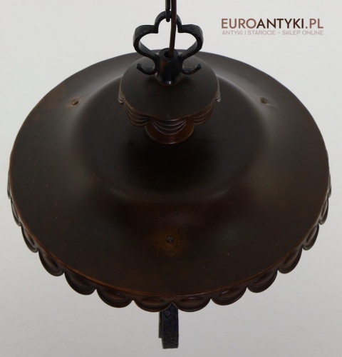 Rustykalna lampa wisząca z kutego żelaza i szkła – unikatowe oświetlenie retro do salonu, jadalni lub holu