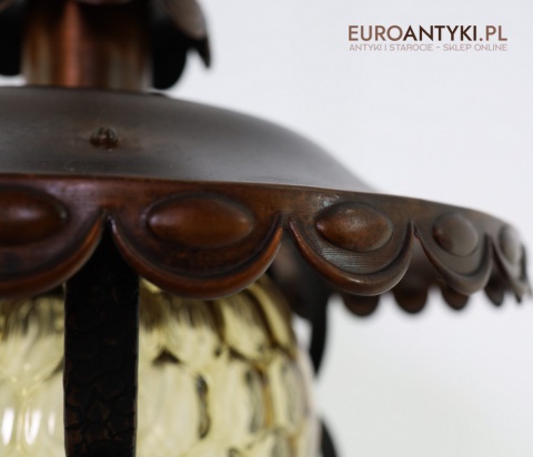 Rustykalna lampa wisząca z kutego żelaza i szkła – unikatowe oświetlenie retro do salonu, jadalni lub holu