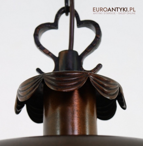 Rustykalna lampa wisząca z kutego żelaza i szkła – unikatowe oświetlenie retro do salonu, jadalni lub holu