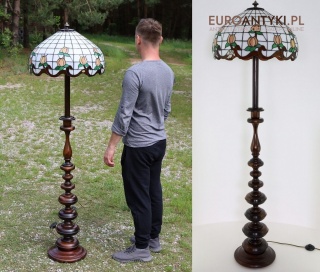 Stylowa antyczna lampa podłogowa TIFFANY – unikatowe oświetlenie vintage do salonu, gabinetu lub holu