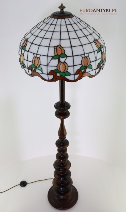 Stylowa antyczna lampa podłogowa TIFFANY – unikatowe oświetlenie vintage do salonu, gabinetu lub holu