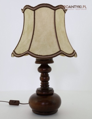 XL! DUŻA! Stylowa lampa stołowa retro z drewnianą podstawą i abażurem – idealna do salonu, gabinetu lub sypialni