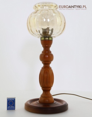 XL! Wysoka stylowa lampa stołowa z Francji – rustykalny akcent do salonu, gabinetu lub sypialni