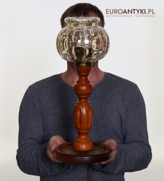 XL! Wysoka stylowa lampa stołowa z Francji – rustykalny akcent do salonu, gabinetu lub sypialni