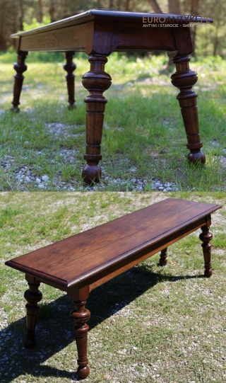 Stylowa ławka dębowa z XIX wieku – elegancki mebel retro z duszą przeszłości