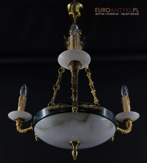 antyczny żyrandol mosiężny empire