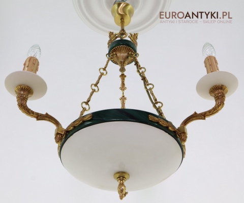 żyrandol retro z marmurowym kloszem