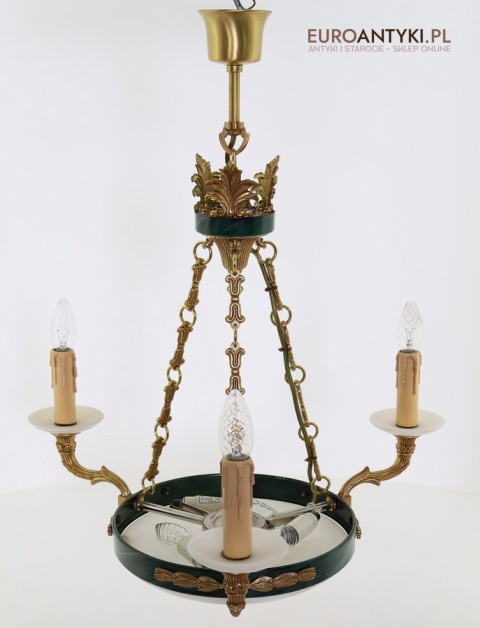 Stylowy żyrandol Empire z marmurowymi kloszami – luksusowe oświetlenie do salonu, gabinetu lub holu