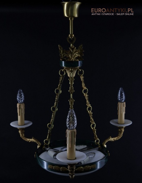 Stylowy żyrandol Empire z marmurowymi kloszami – luksusowe oświetlenie do salonu, gabinetu lub holu