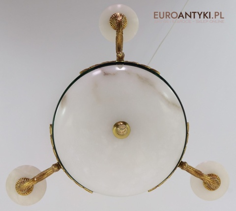 Stylowy żyrandol Empire z marmurowymi kloszami – luksusowe oświetlenie do salonu, gabinetu lub holu