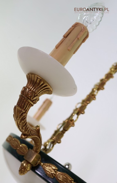 Stylowy żyrandol Empire z marmurowymi kloszami – luksusowe oświetlenie do salonu, gabinetu lub holu