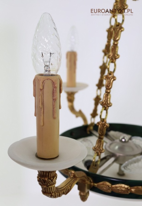 Stylowy żyrandol Empire z marmurowymi kloszami – luksusowe oświetlenie do salonu, gabinetu lub holu