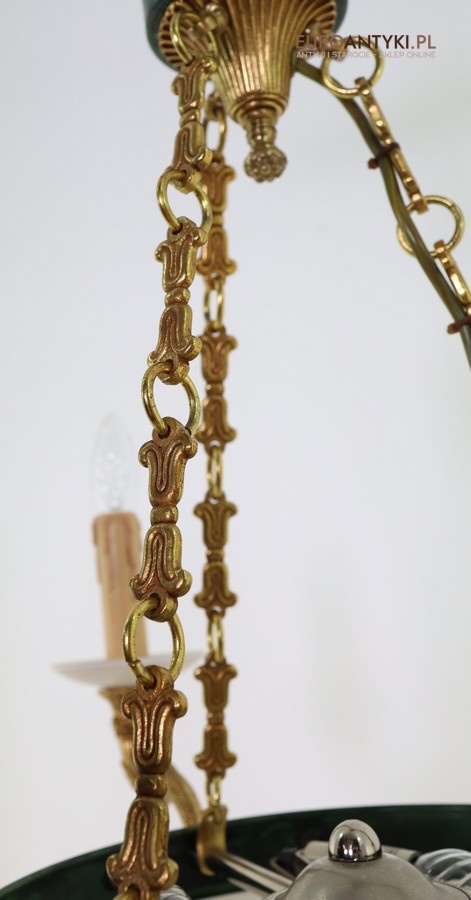 Stylowy żyrandol Empire z marmurowymi kloszami – luksusowe oświetlenie do salonu, gabinetu lub holu