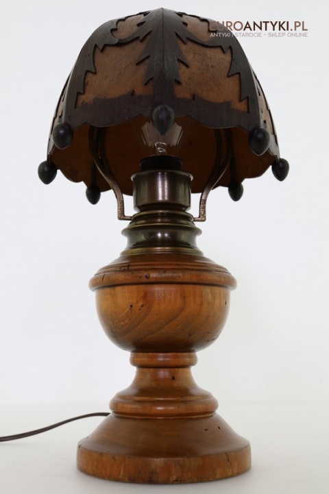 antyk lampka gabinetowa z drewna
