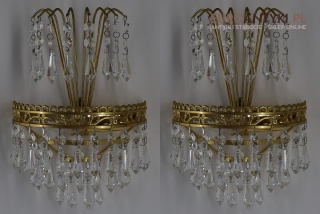 Złote kinkiety pałacowe z kryształkami w stylu klasycznym – eleganckie oświetlenie vintage do salonu lub gabinetu